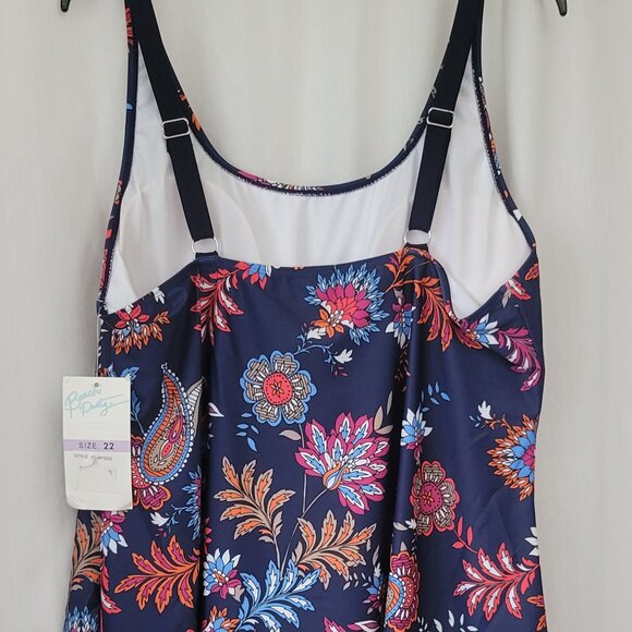 NWT Bathing Suit Beach Party Swimwear Size 22 Plus Floral One Piece adjustable - Picture 5 of 13
